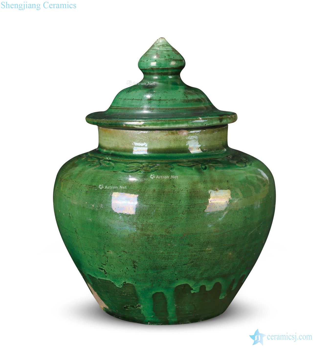 Ming Green glaze printing cover tank