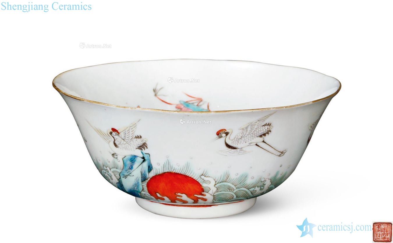 Dajing pastel sea crane green-splashed bowls