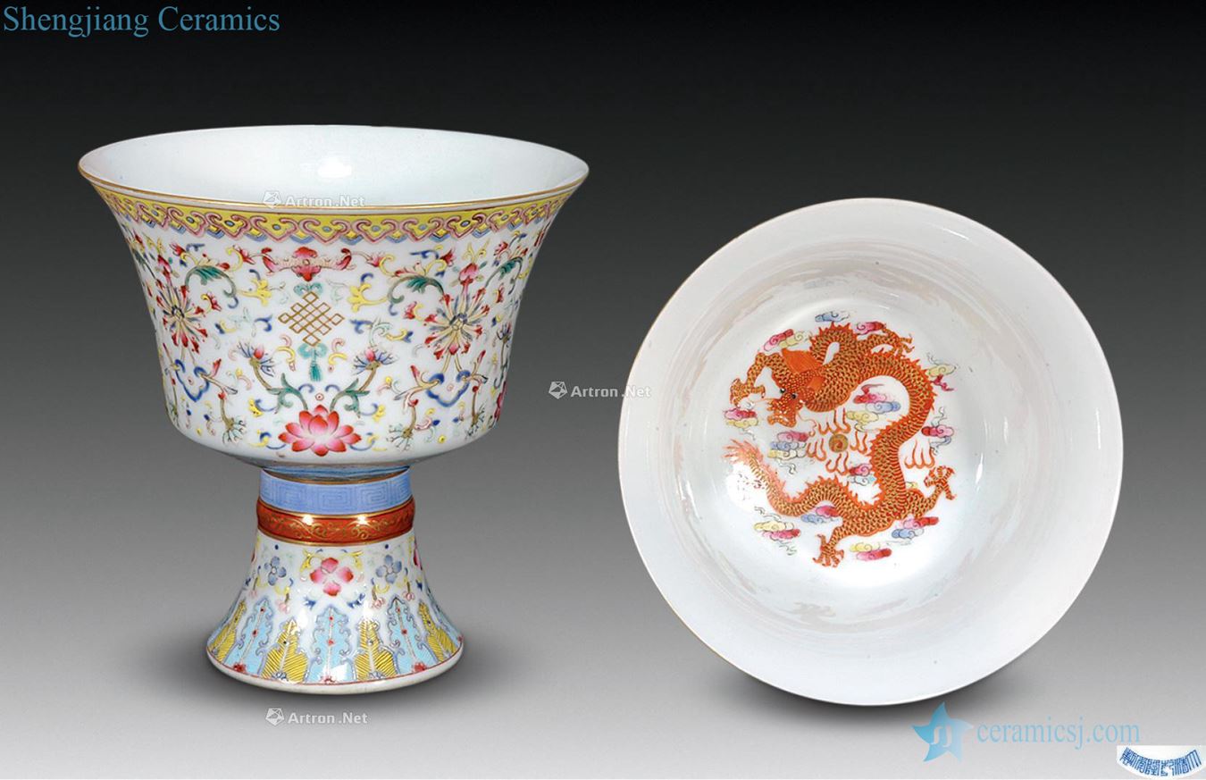 Qing qianlong enamel disc intestinal flowers best cup (a),