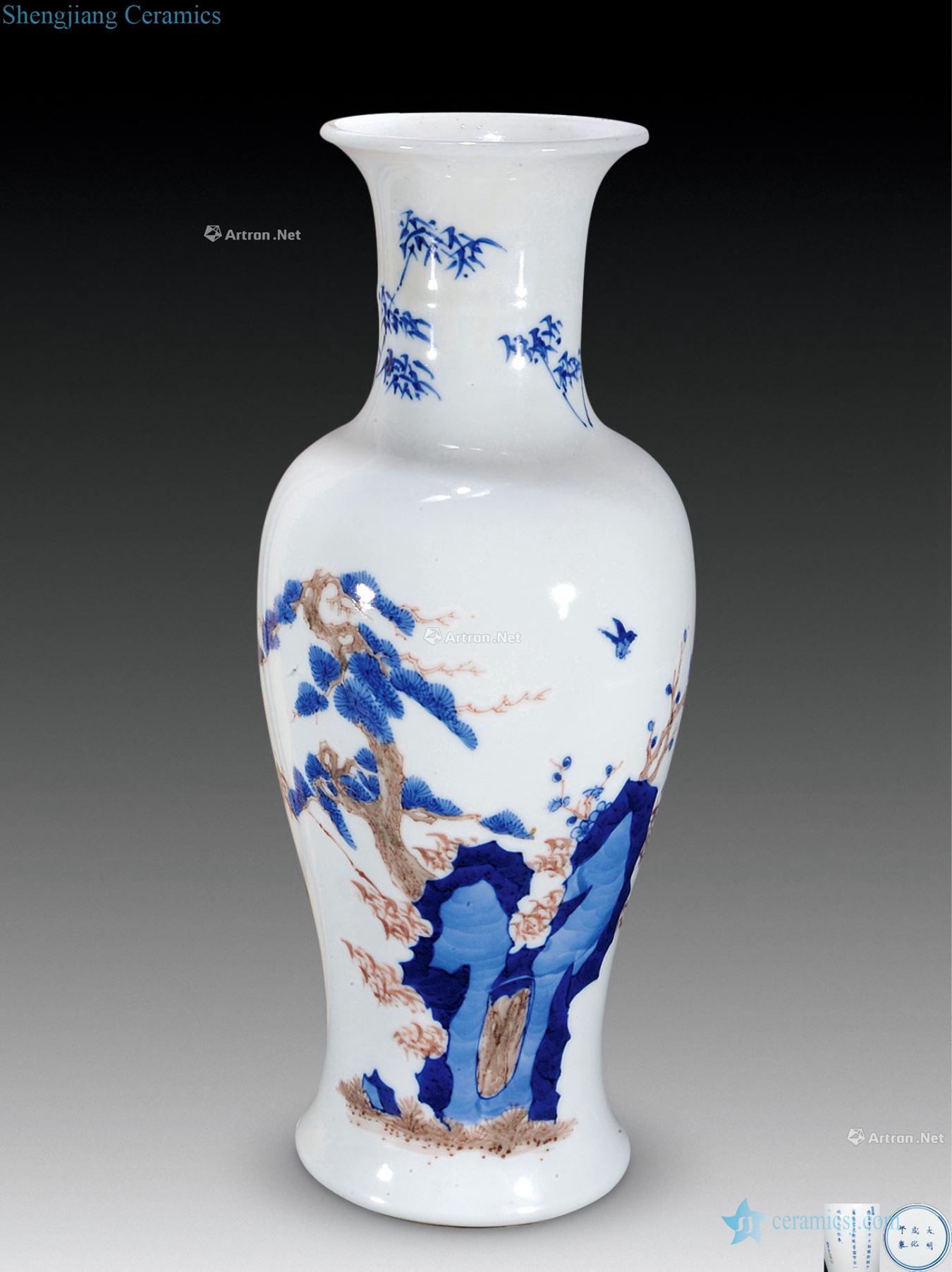 The qing emperor kangxi Blue and white youligong hoard of verse goddess of mercy bottle