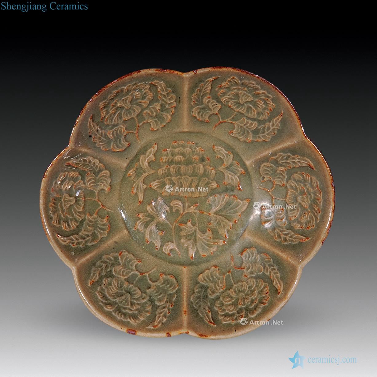 Song yao state kiln carved tree mallow disc plate
