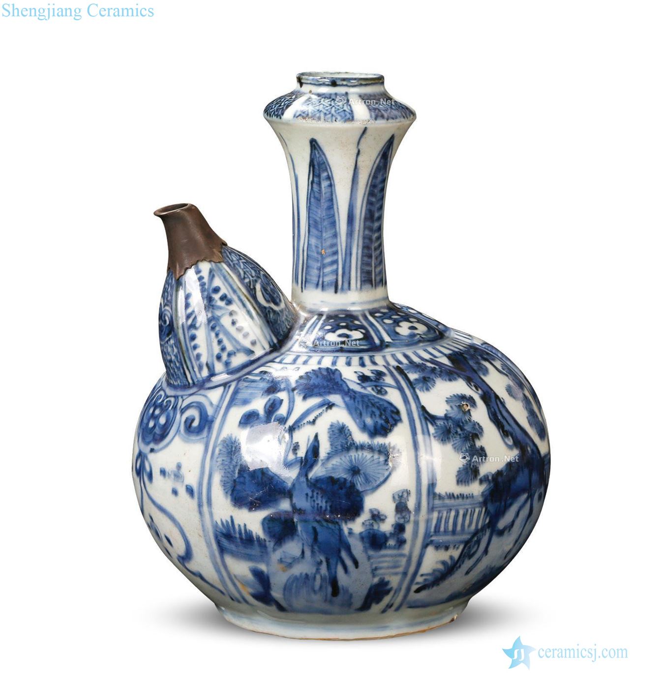 Ming wanli blue and white "clark" medallion and grain army