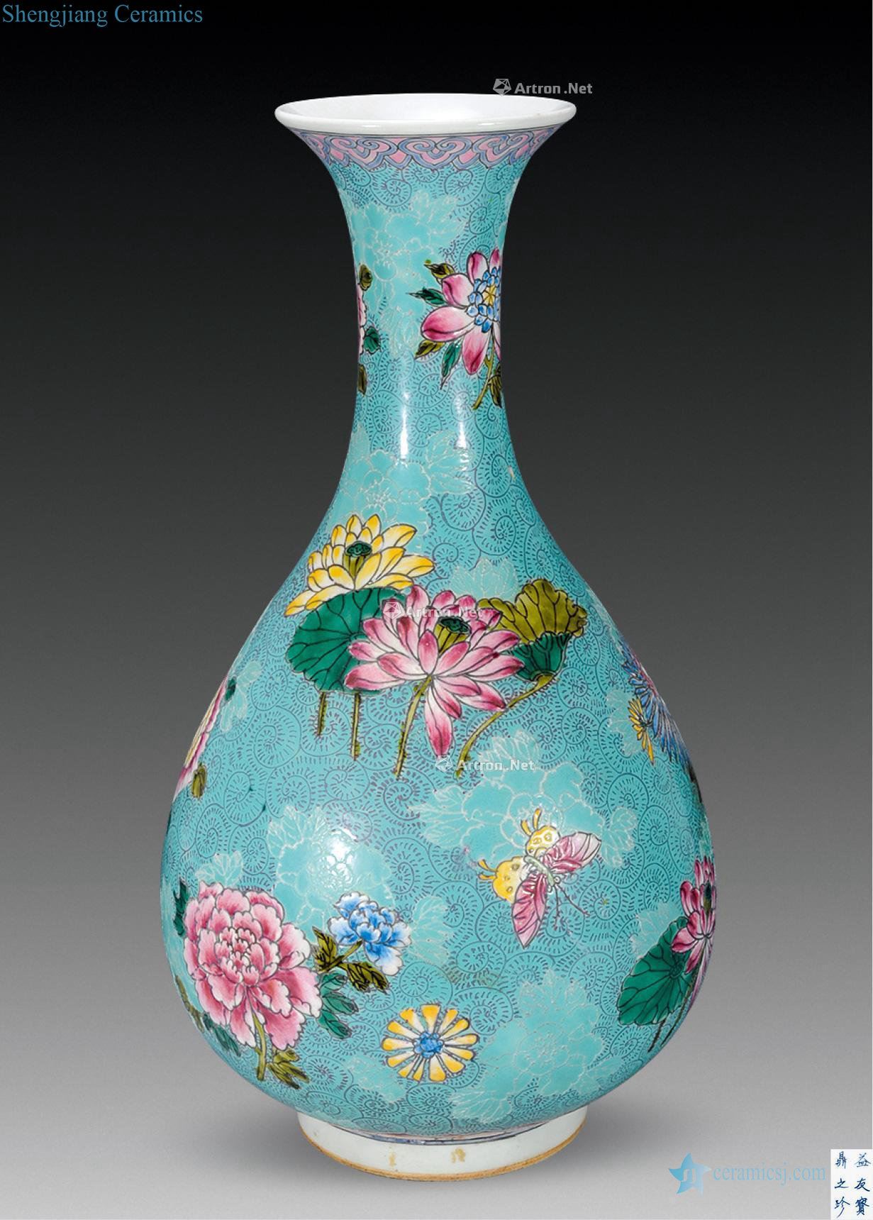 The qing emperor kangxi pastel embossed flowers okho spring bottle