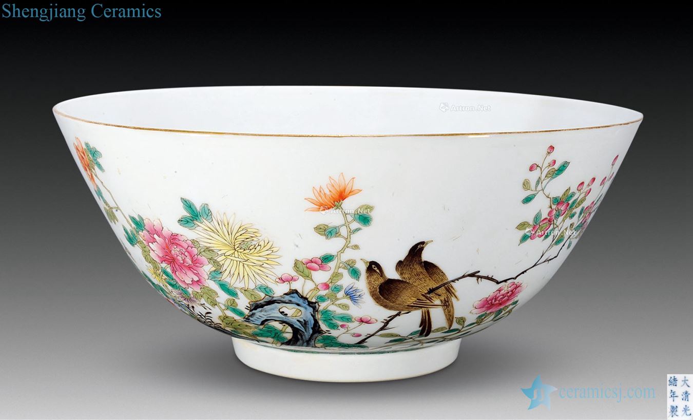 The famille rose flower butterfly reign of qing emperor guangxu magpie bowl