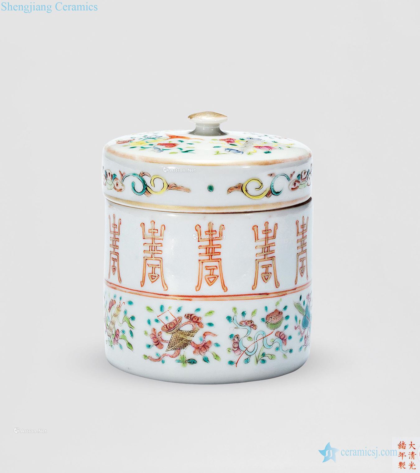 Guangxu enamel paint dark cover cup the eight immortals