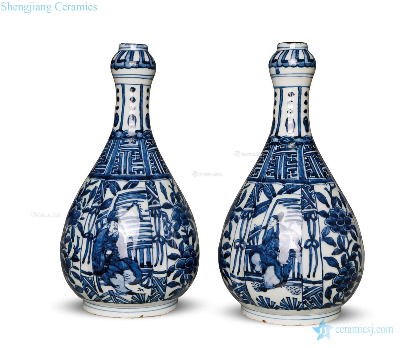 Ming wanli Blue and white clark type garlic bottle (a)