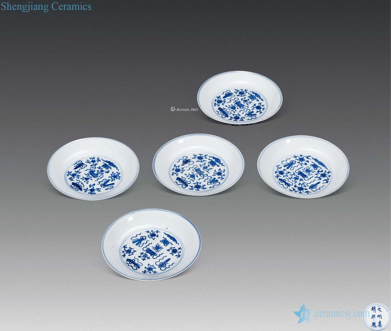 kangxi Blue and white in a tray (a set of five pieces)