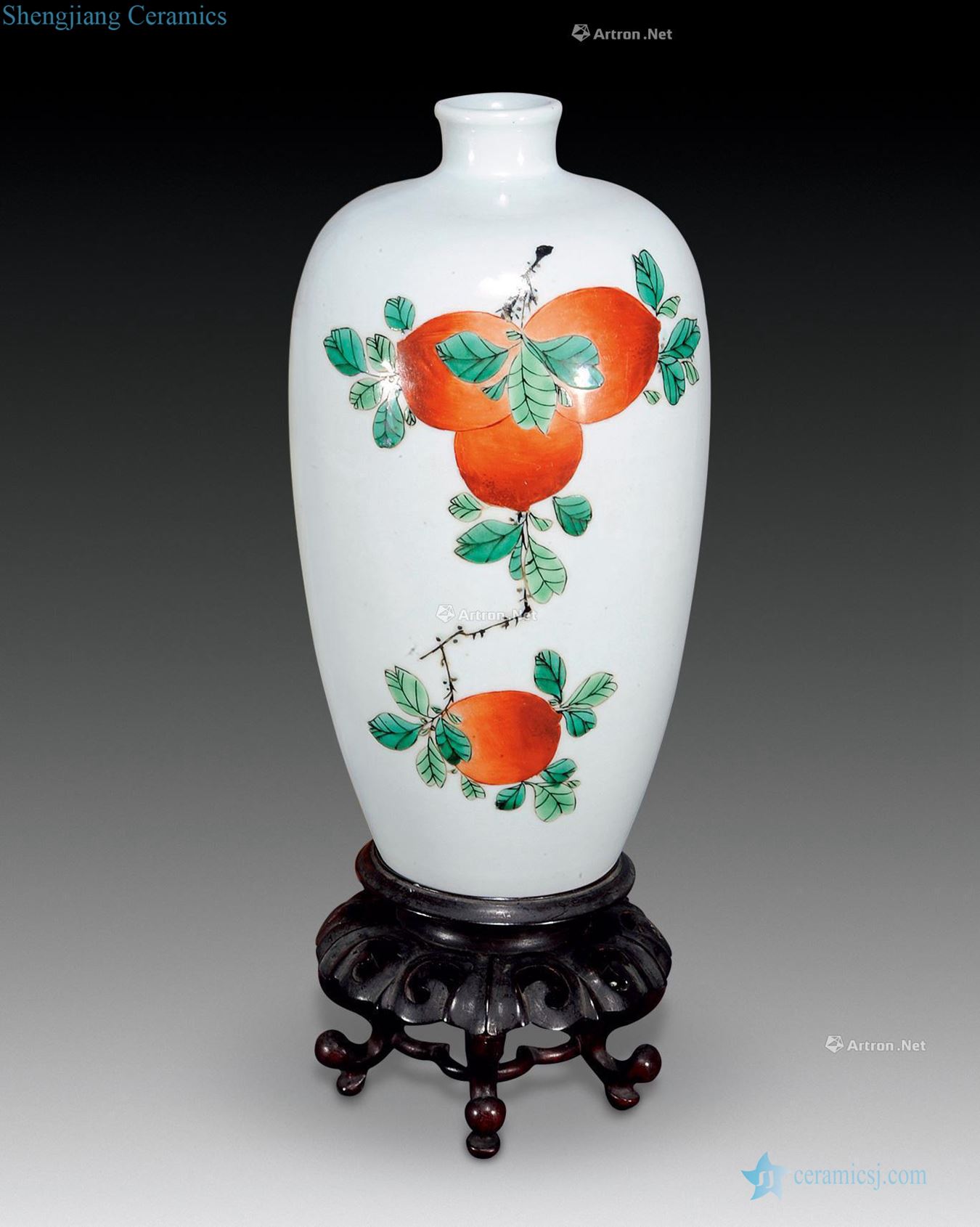 The qing emperor kangxi Colorful eight peach movement of bottle