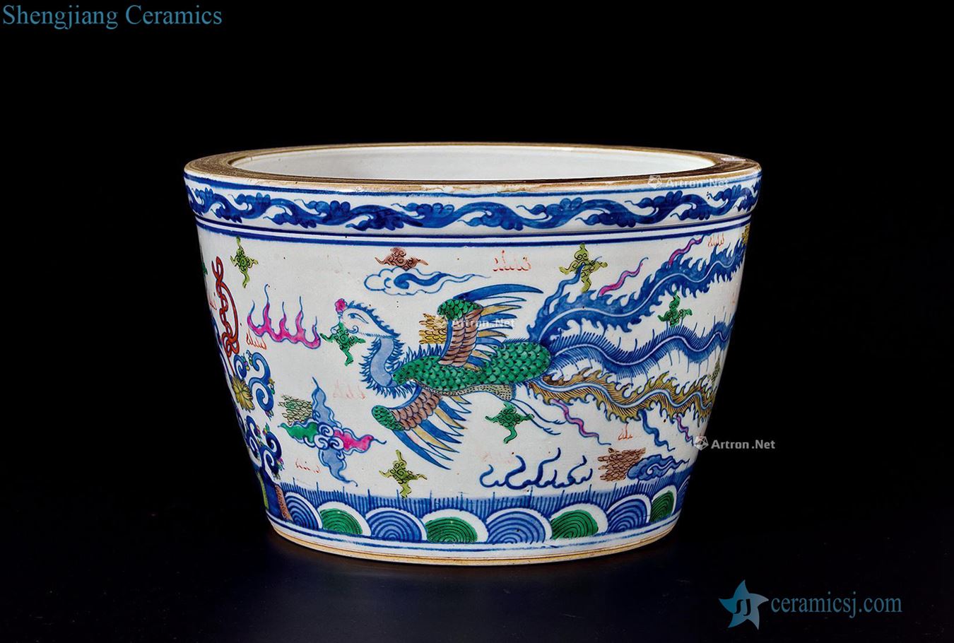 Qing porcelain enamel longfeng lines to draw cylinder