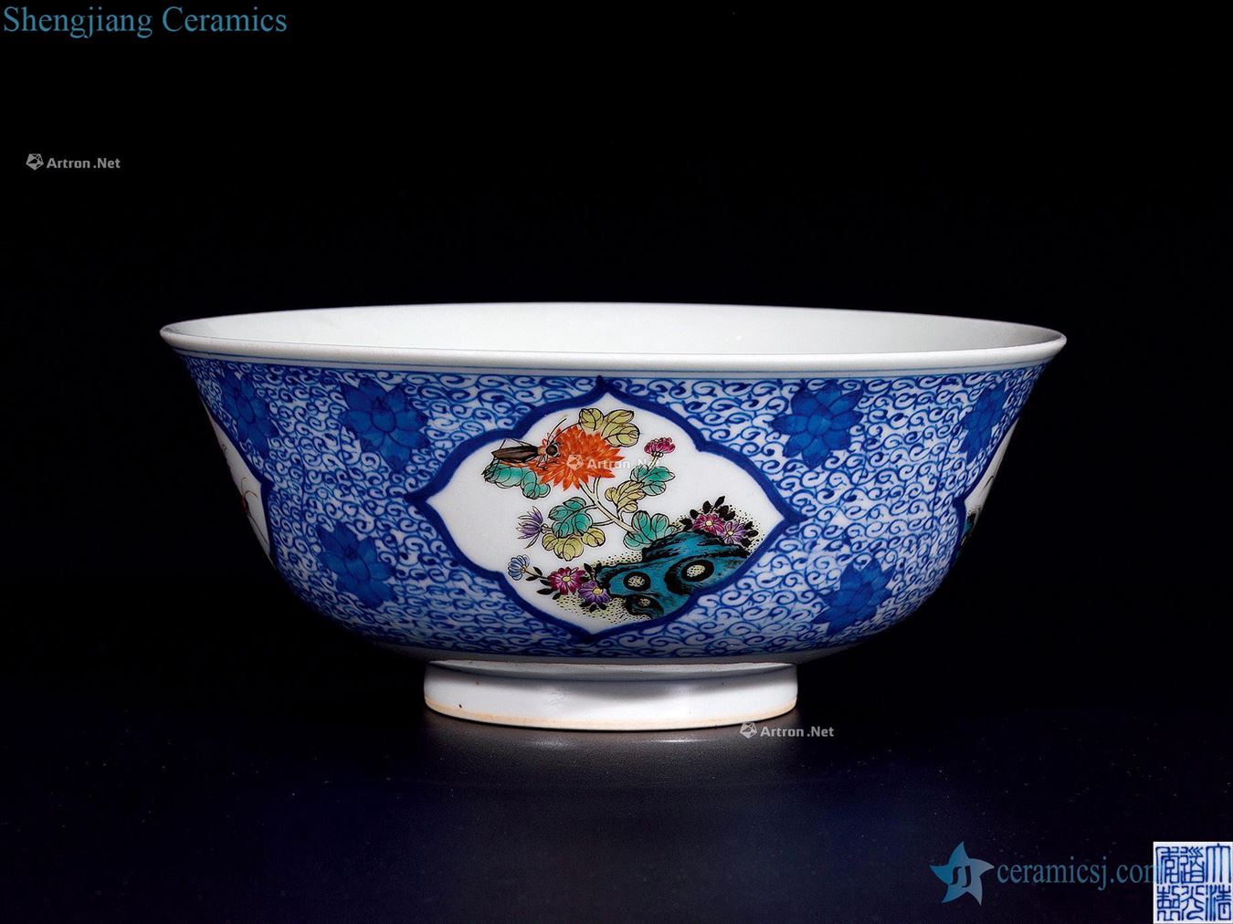 Qing porcelain medallion pastel figure bowl of Chinese caterpillar fungus