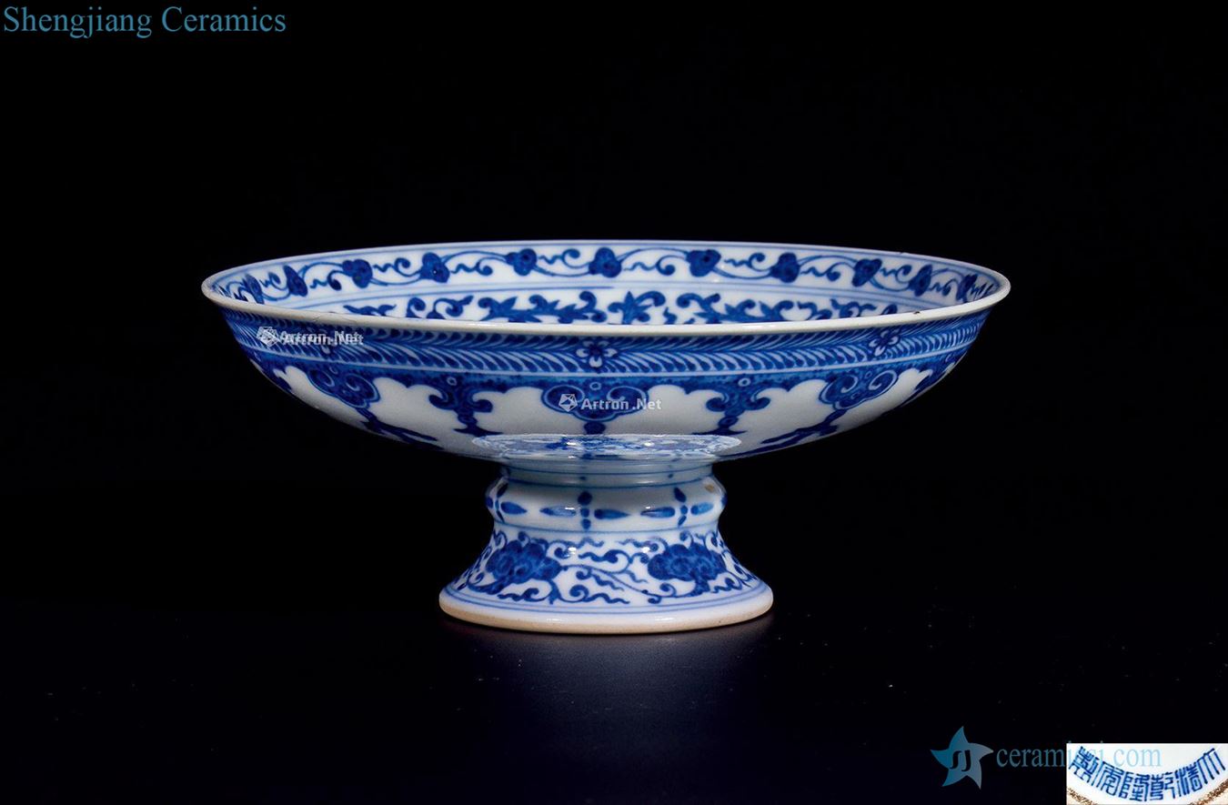 qing Blue and white branch lines footed bowl