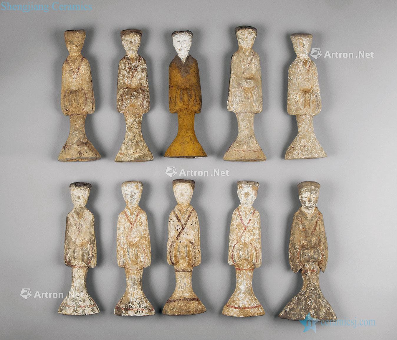 The han dynasty (206 A.D. 220 - b.c.) however, painted pottery figurines group (ten)