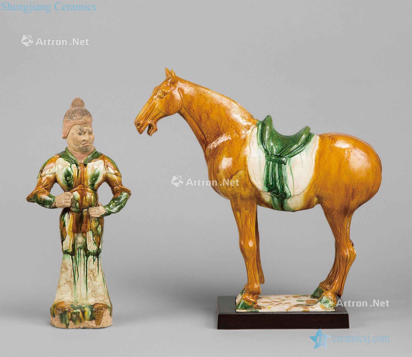The tang dynasty (618-907), three-color samurai horse figurines