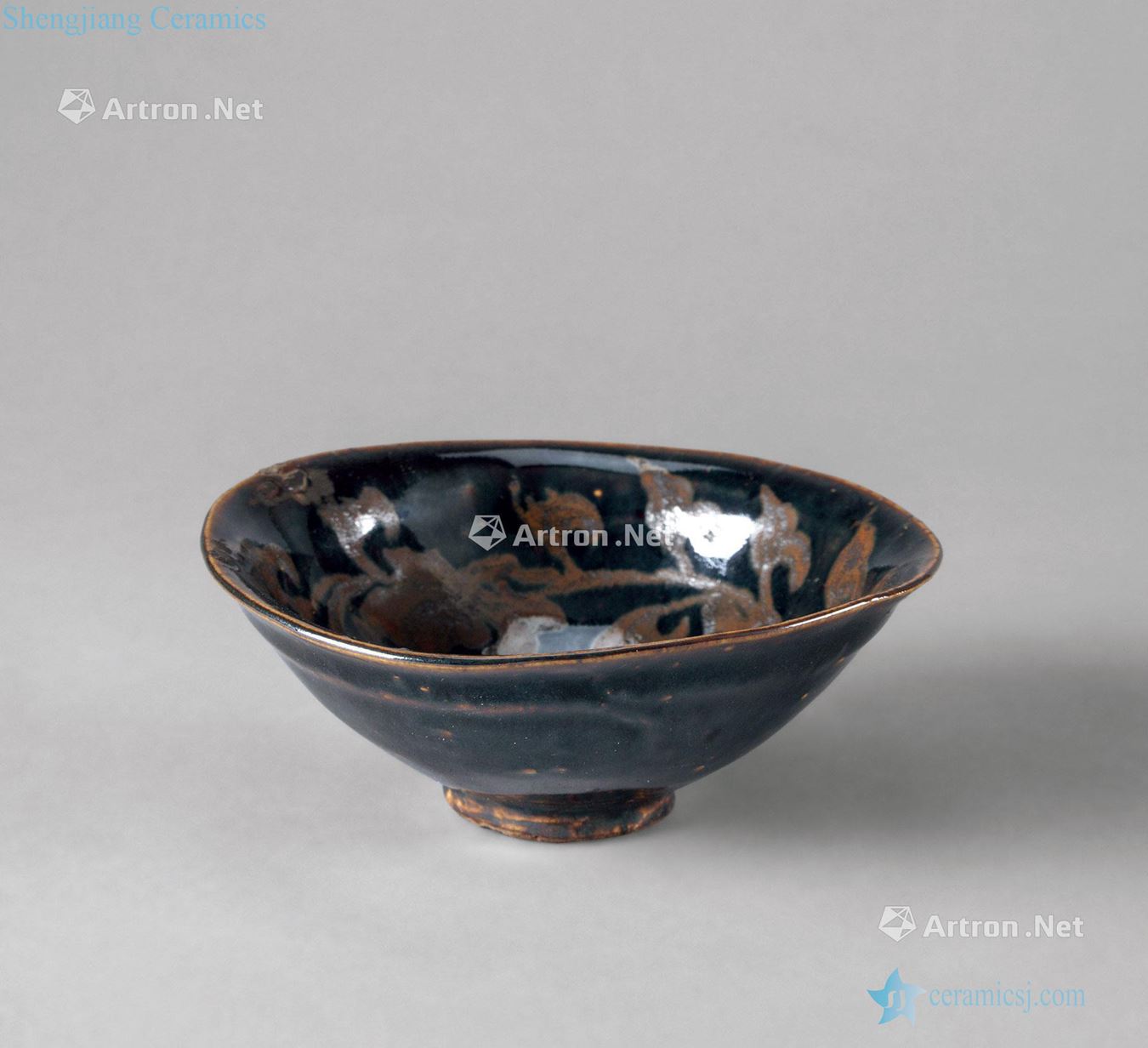 Jin (1115-1234), rust flowers temmoku bowl