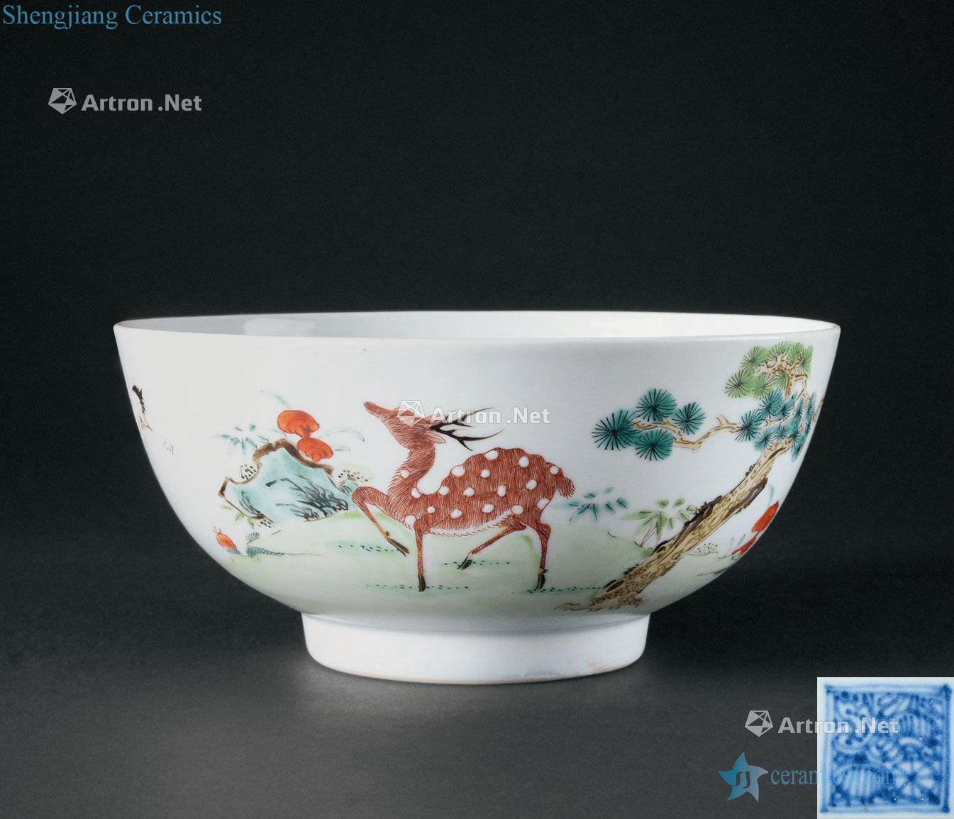 Qing yongzheng (1723-1735), pastel fu lu shou wen big bowl