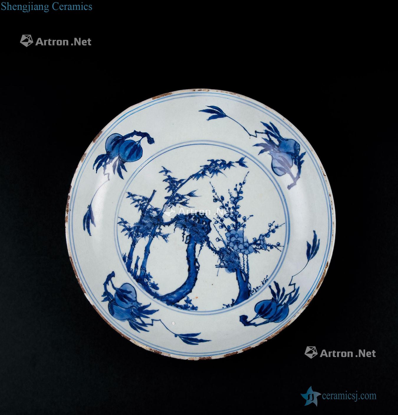 Age of late Ming dynasty (1627-1684) blue poetic lines