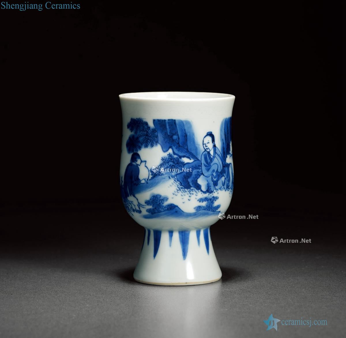 Ming chongzhen Character lines footed cup