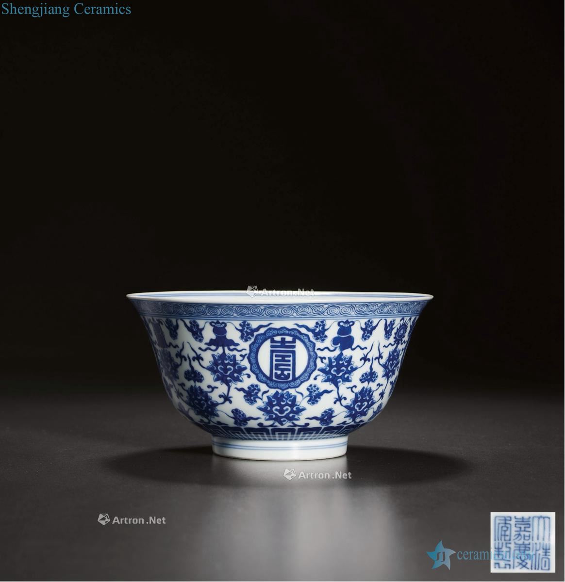 Qing jiaqing Blue and white stays green-splashed bowls