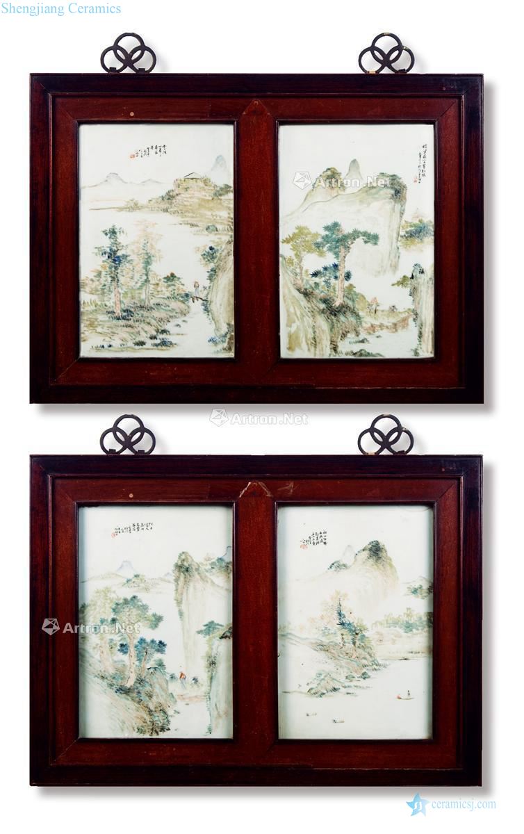 Qing cheng door painted pale purple color the four seasons scenery wall hanging (a set of four)