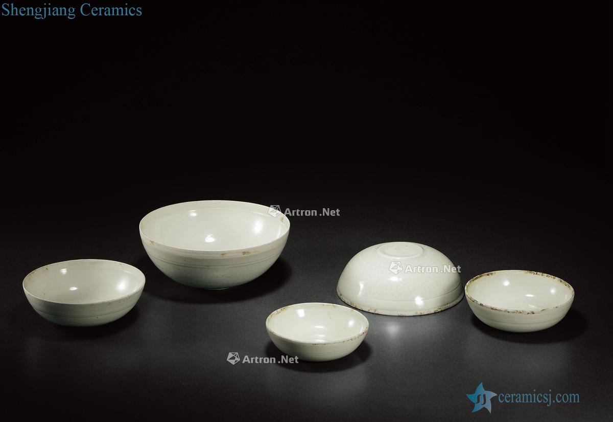 Northern song dynasty Left kiln green white glazed pot set (a group of five pieces)