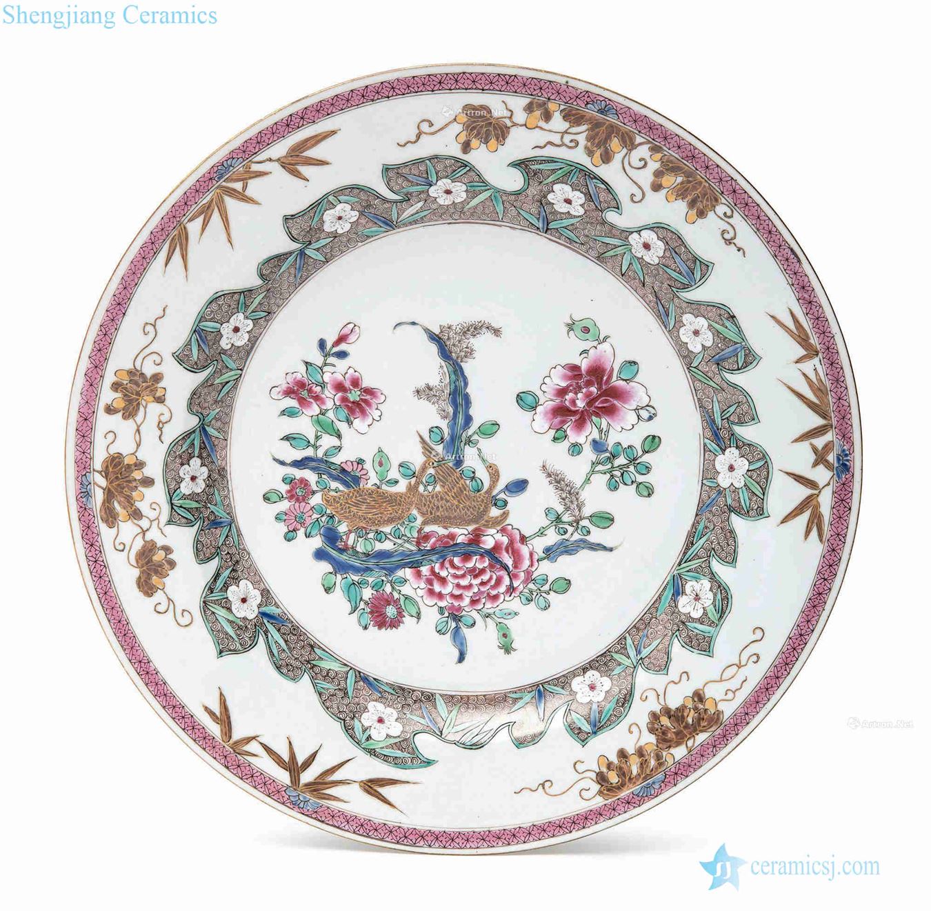 Qing qianlong powder enamel tray