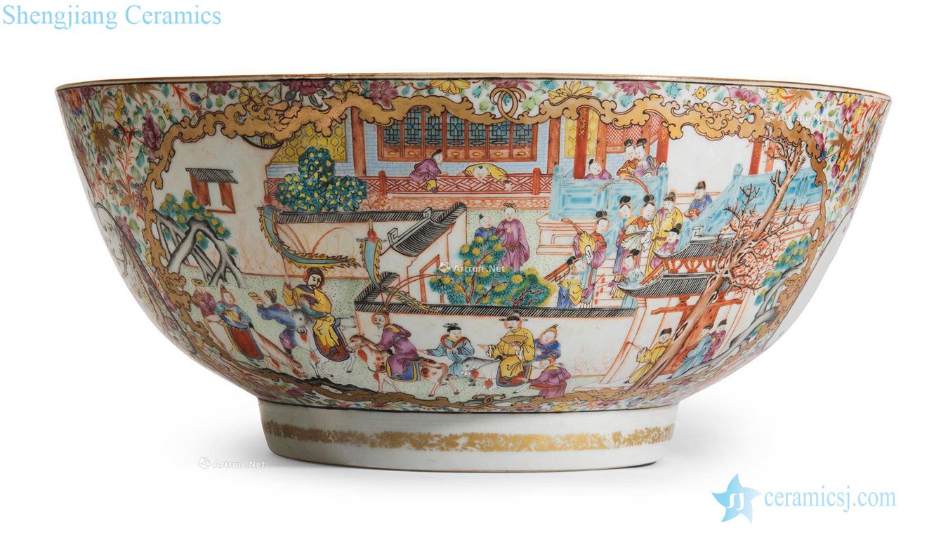 Stories of qing dynasty in the 18th century pastel figure large bowl