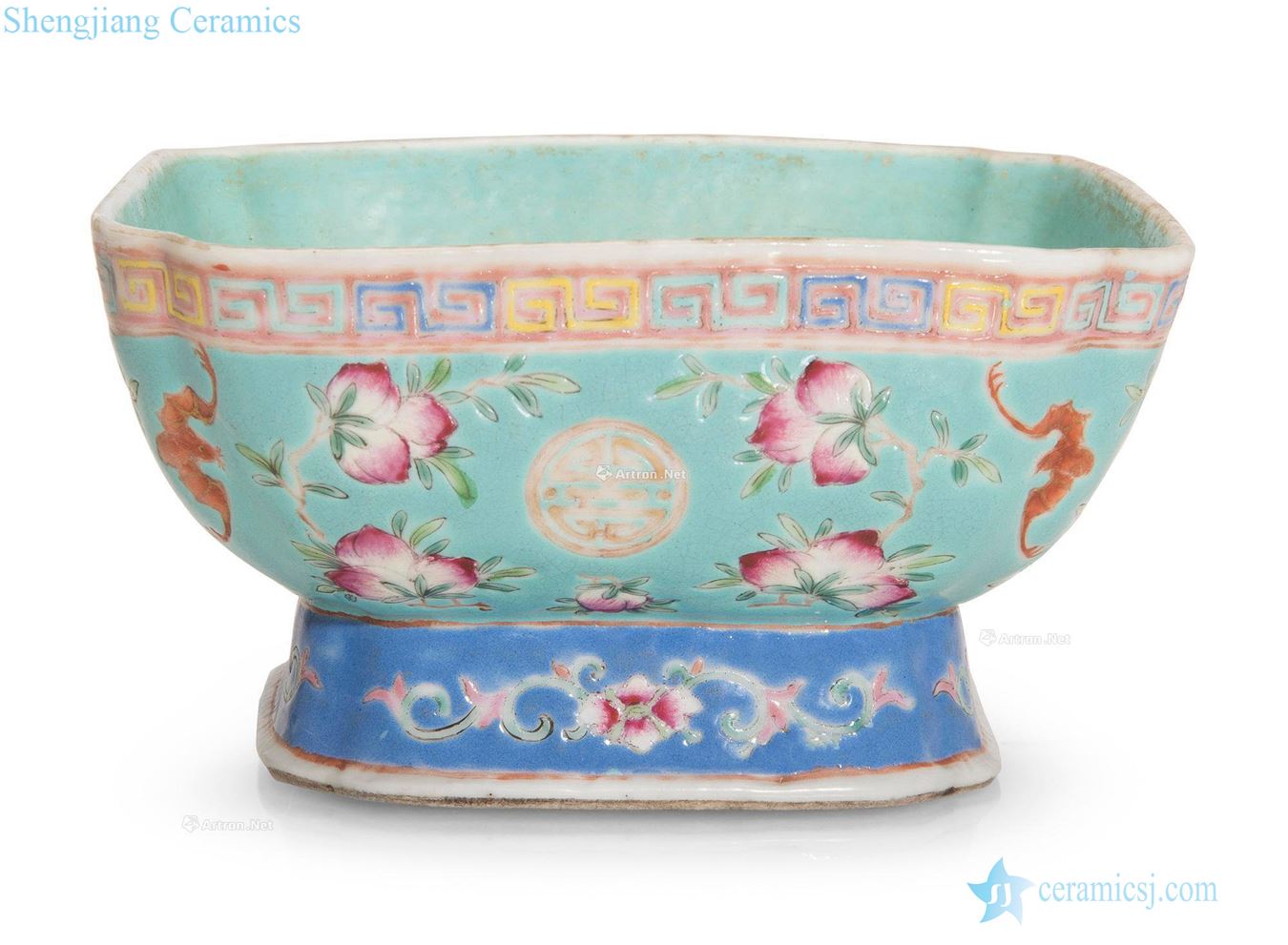 Qing jiaqing pastel live lines footed bowl