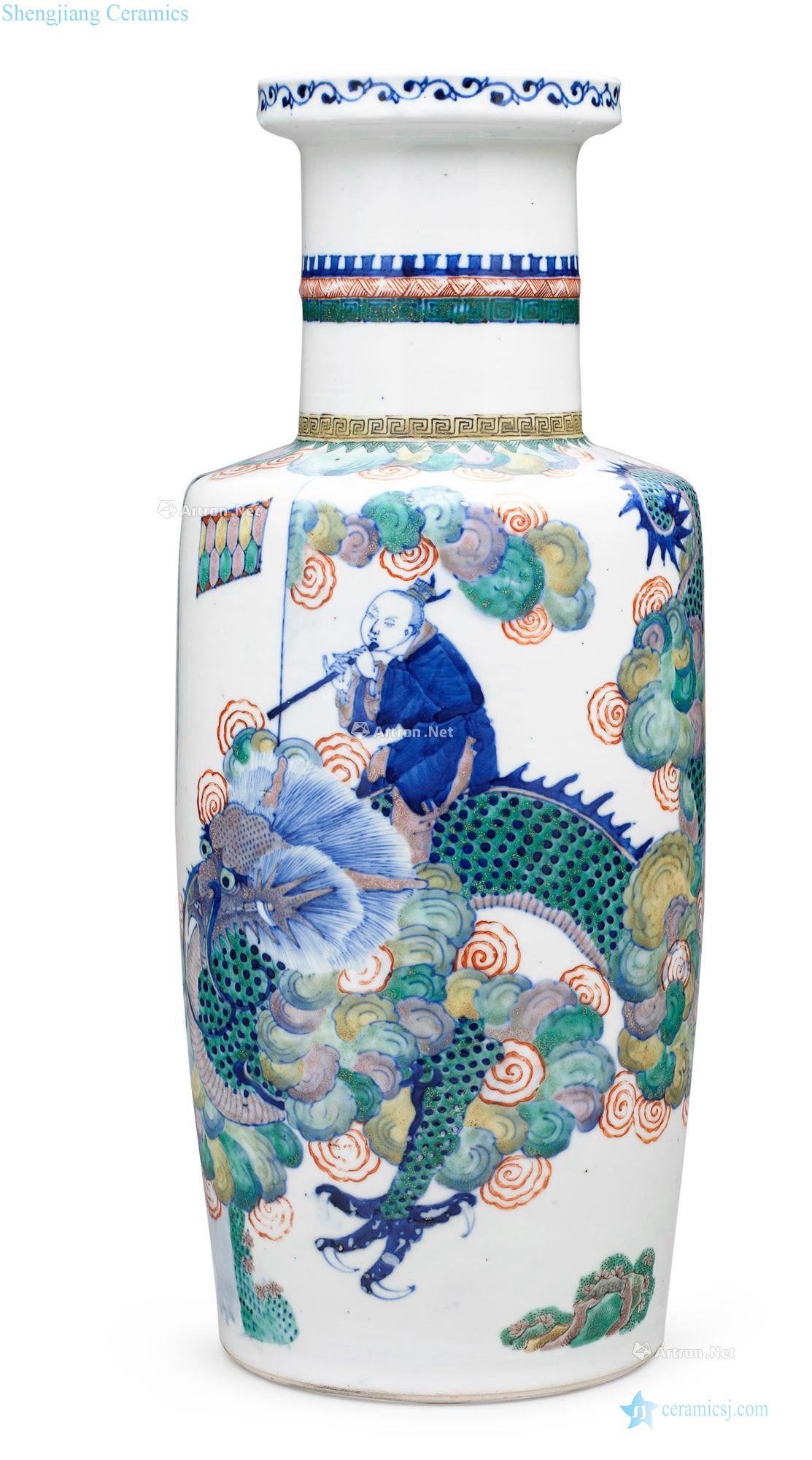 The late qing dynasty colorful figure who bottle on a "pipe"