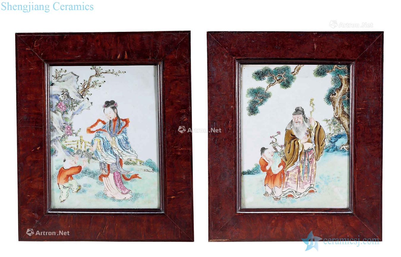 Qing qianlong pastel ladies cross figure porcelain plate (two)