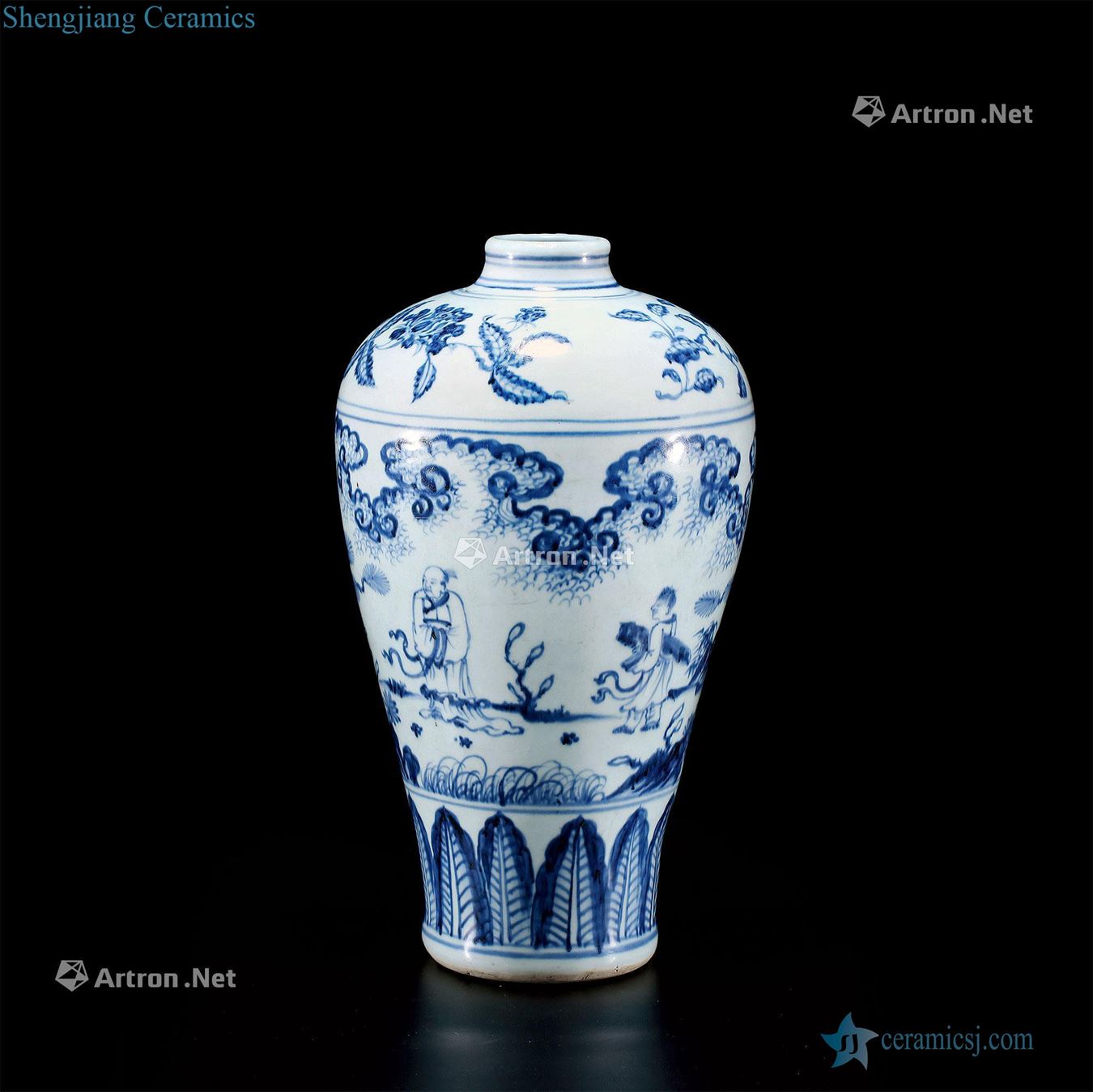 Early Ming blue and white together with friends and relatives may bottle