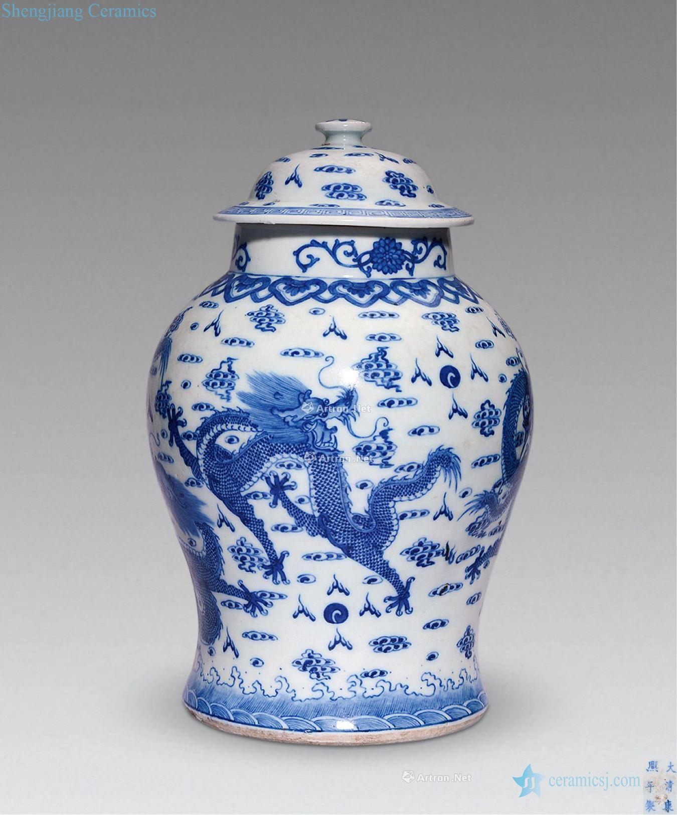 In the qing dynasty Blue and white dragon general tank