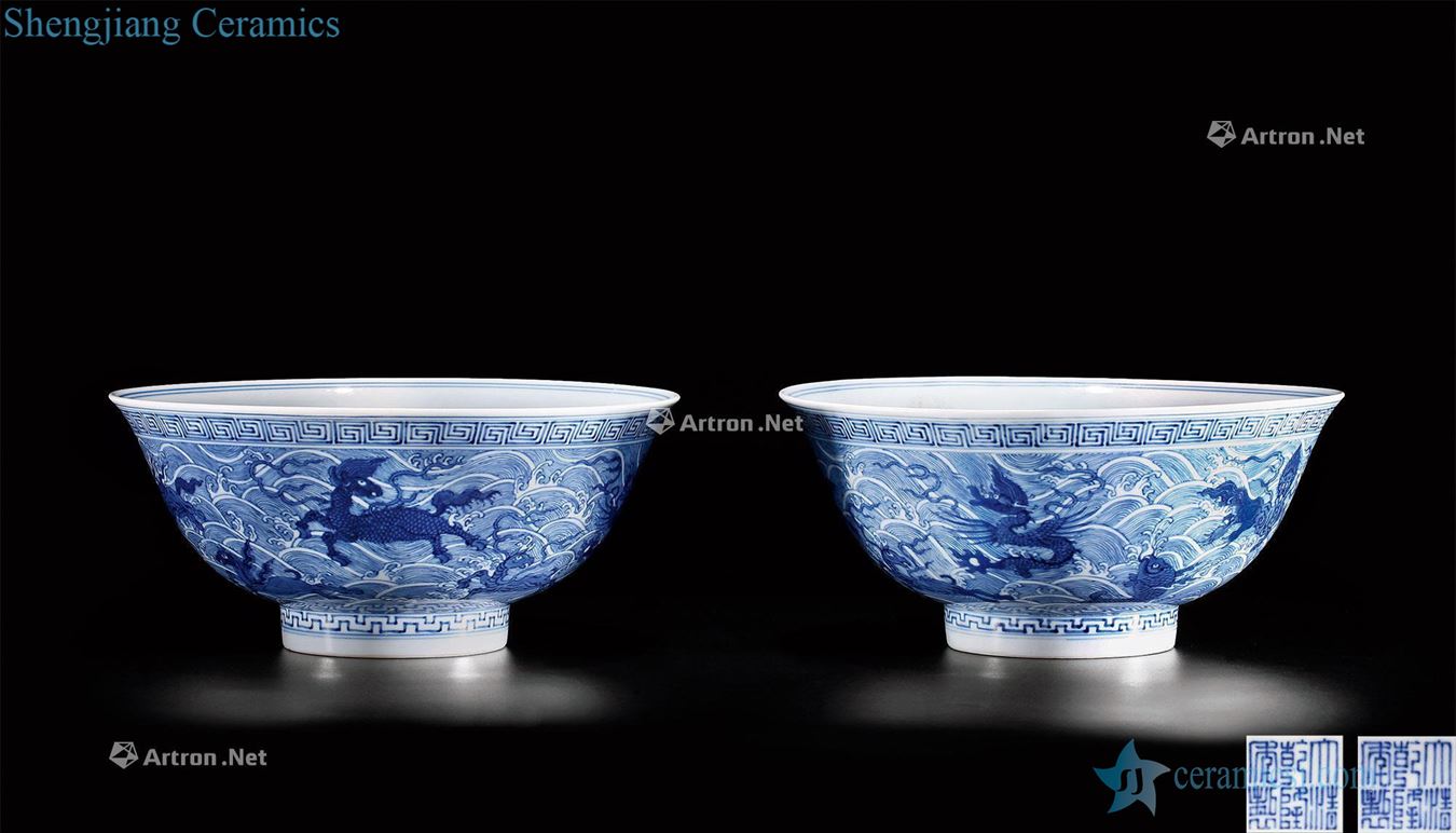 Qing qianlong Blue sea bowl eight weird (a)