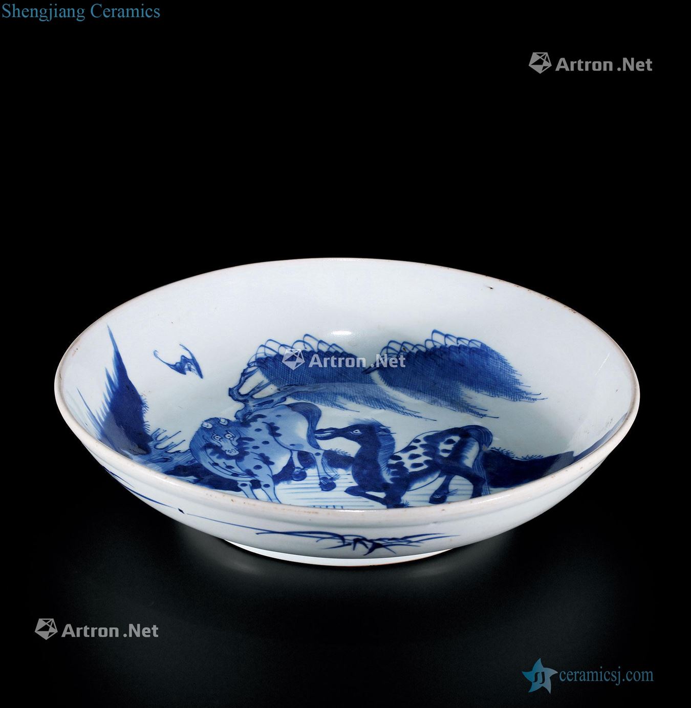 qing Blue and white double Ma Pan