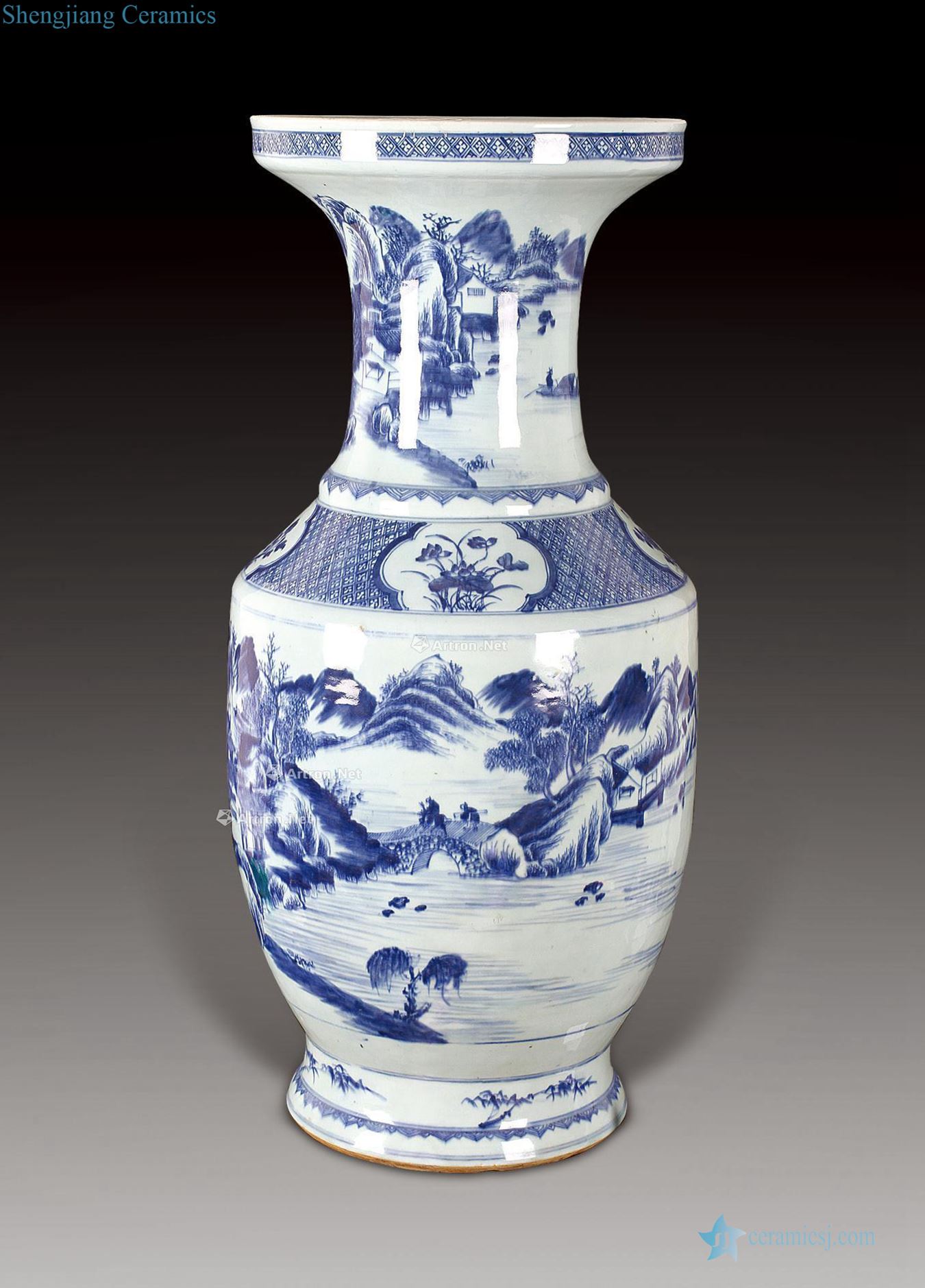 Qing yongzheng blue-and-white dish buccal bottle