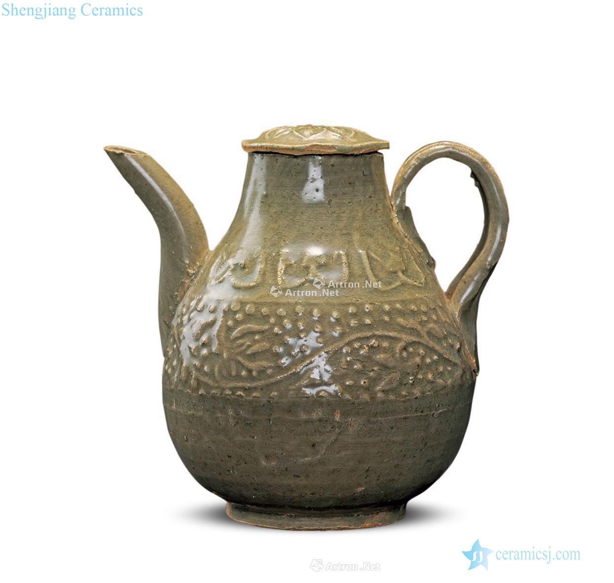 Ming or earlier Longquan celadon ewer