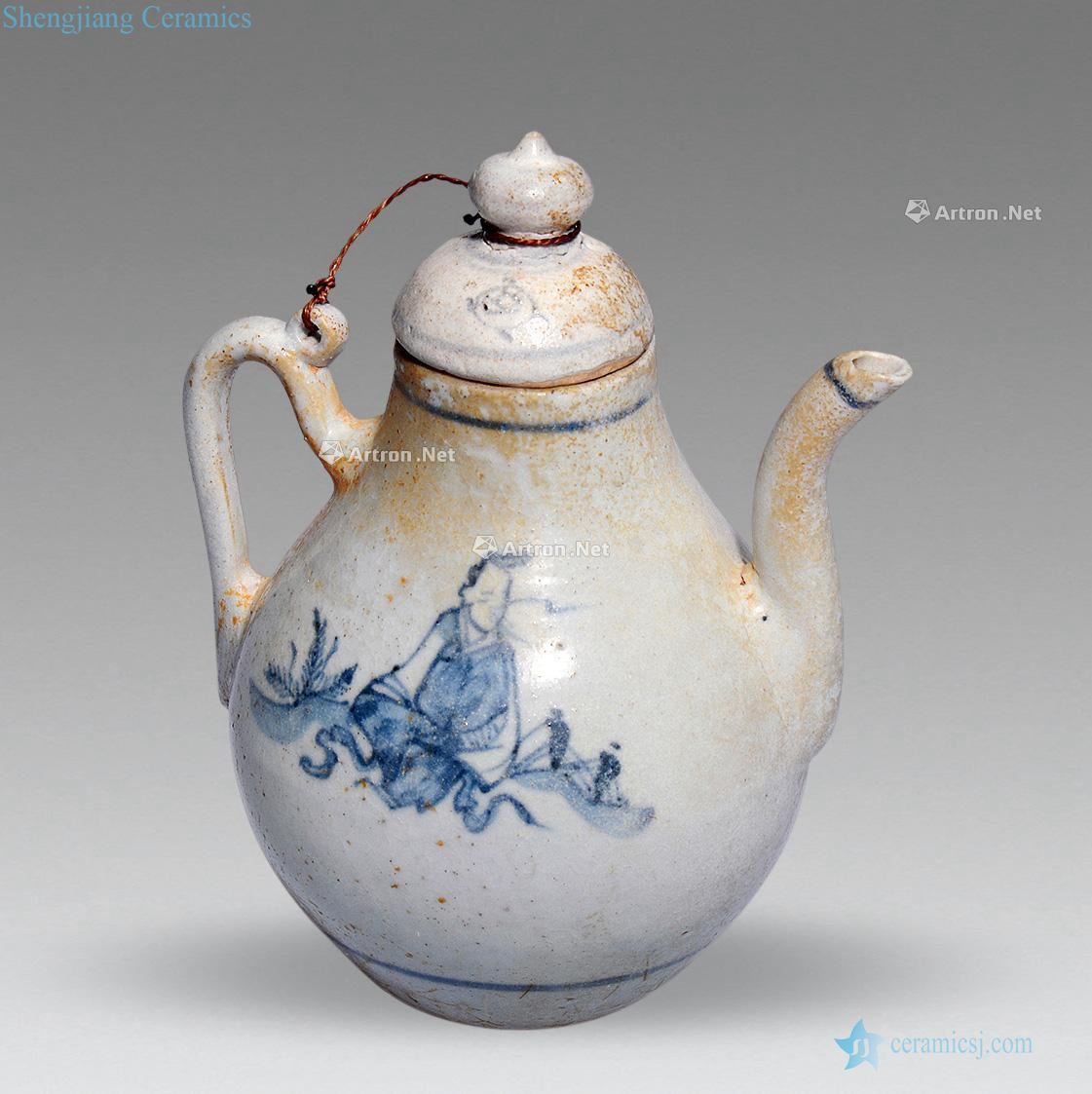 In the Ming dynasty Pear-shaped pot of blue and white characters
