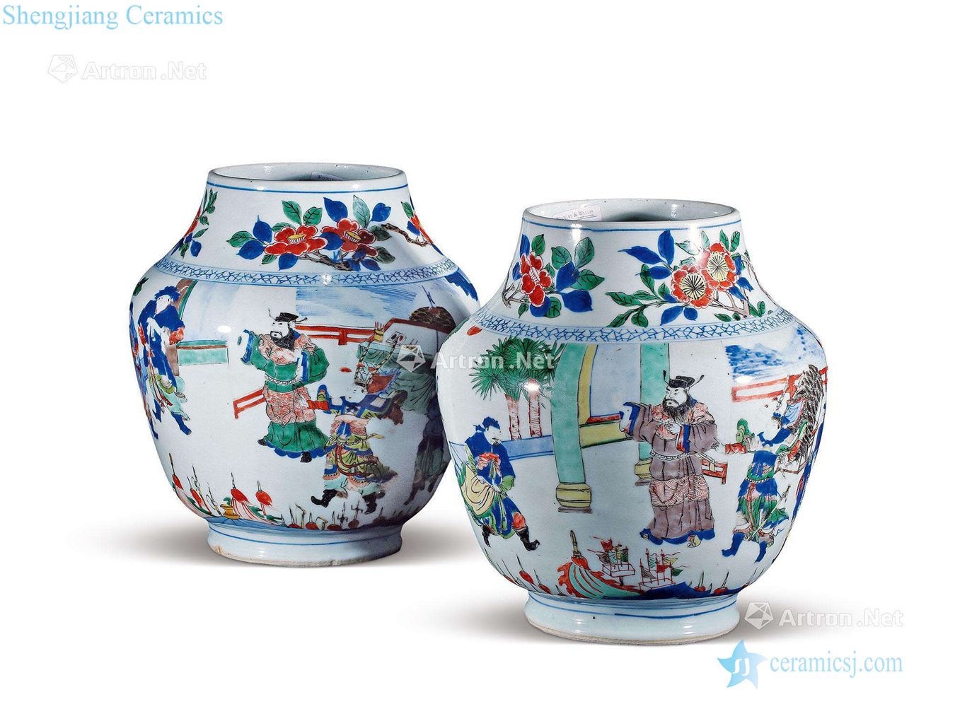 The qing emperor kangxi Stories of blue and white color lotus seed tank (a)