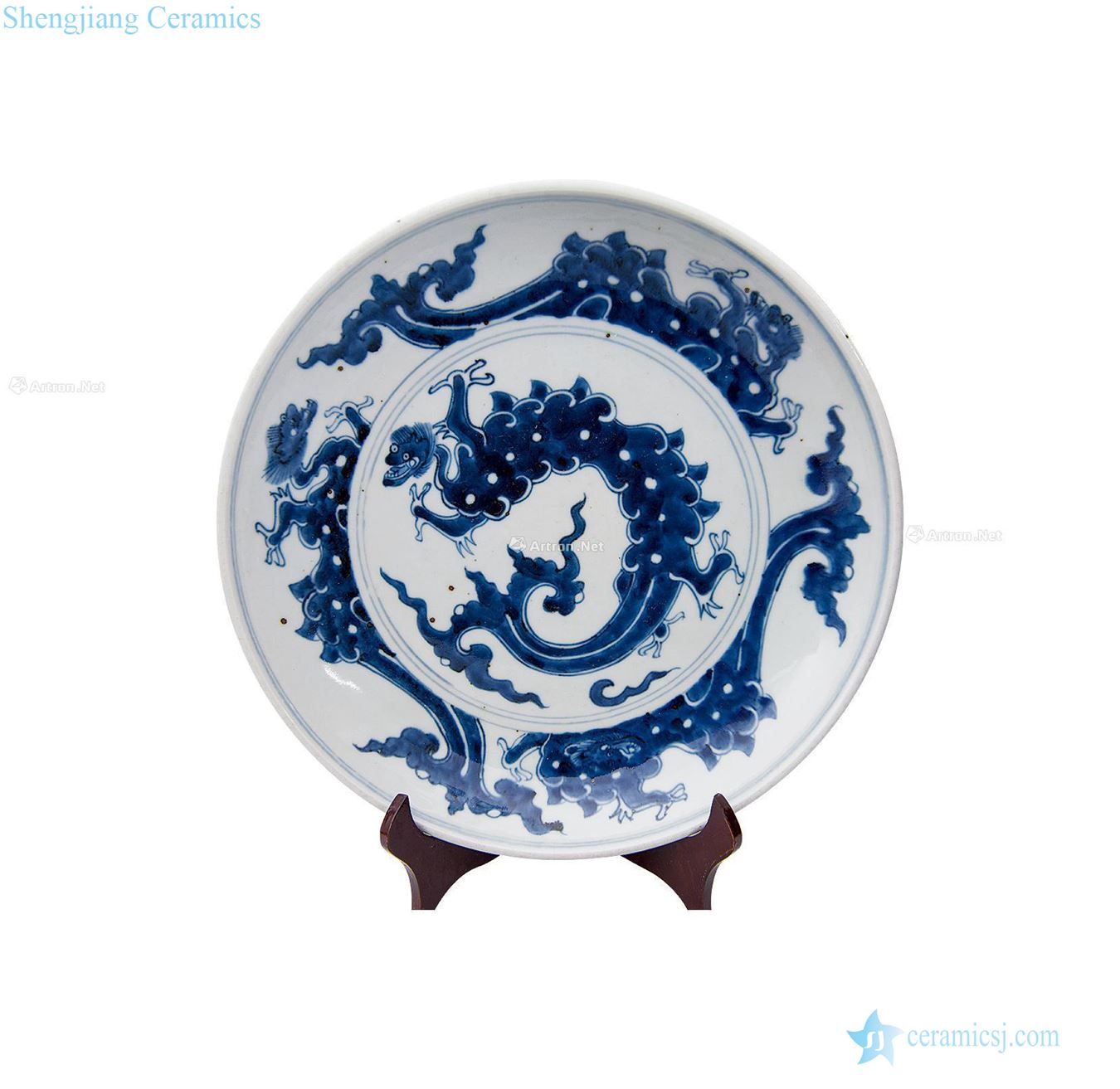 Qing yongzheng Blue and white dragon disc