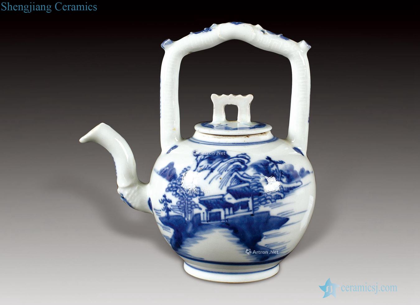 Emperor qianlong Blue and white landscape to pot