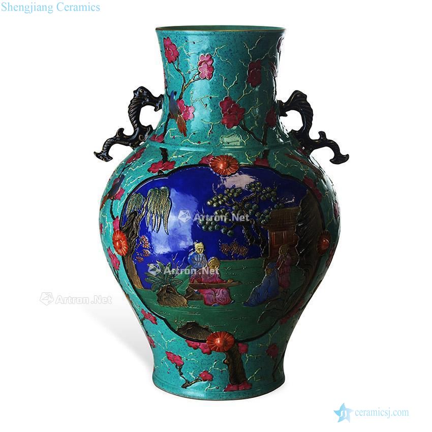 Qing qianlong year Pastel plastic coated with medallion characters grain ears