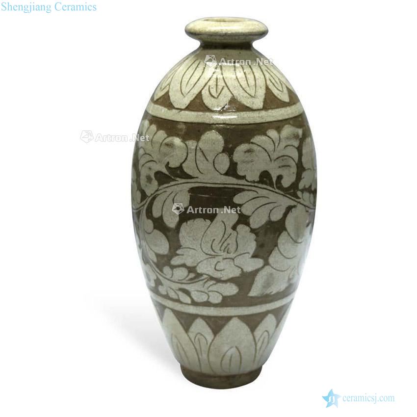 The song dynasty style Magnetic state kiln depicting flowers around branches grain mei bottle