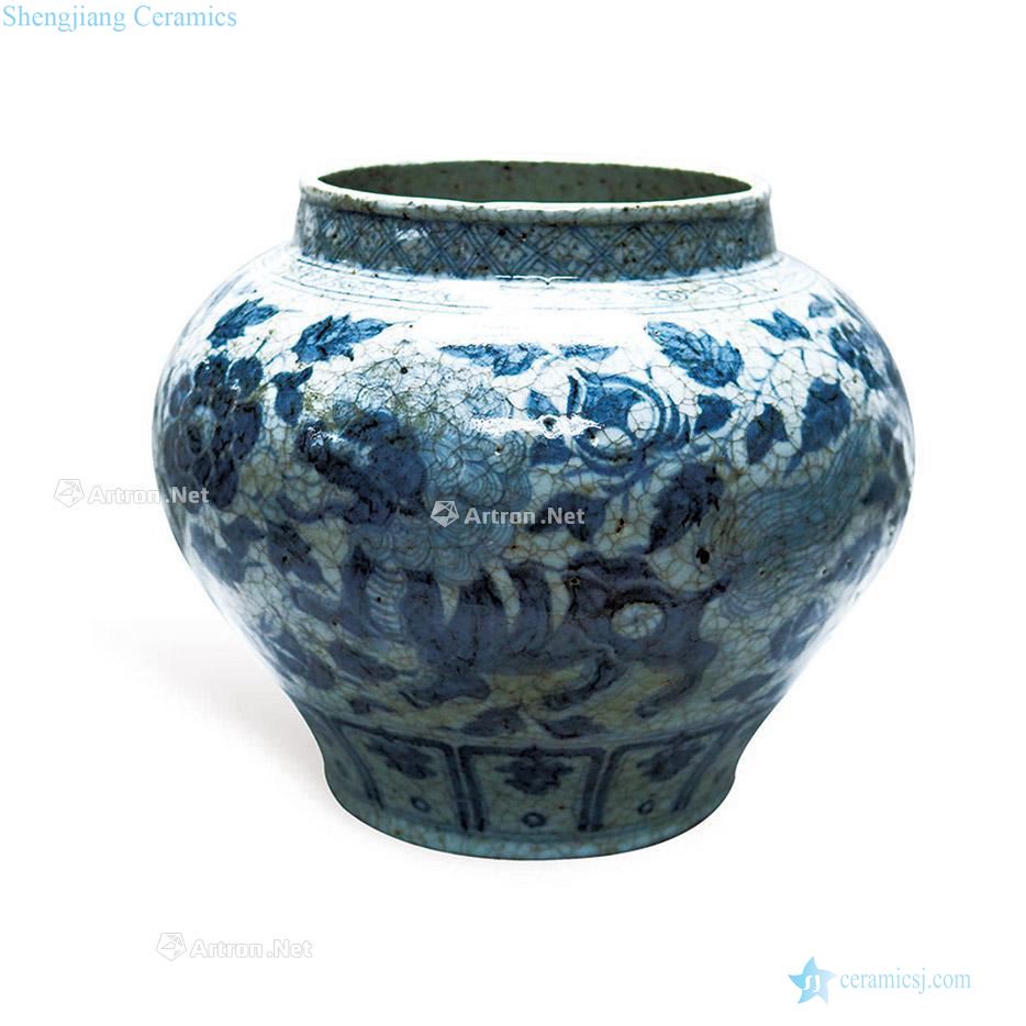 The yuan dynasty style Blue and white kylin grain large pot of flowers