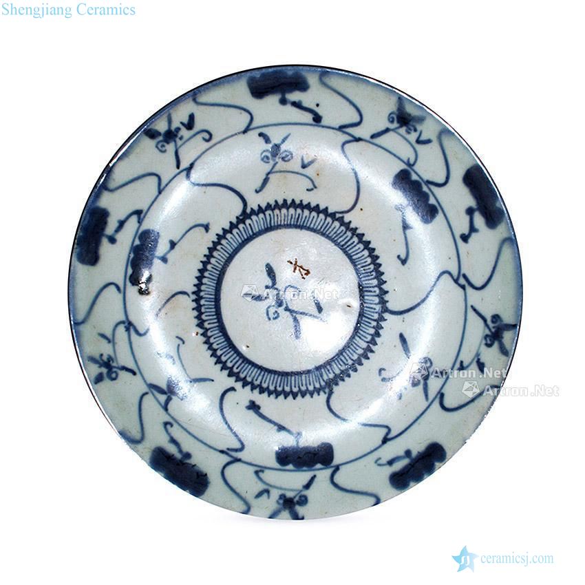In the qing dynasty Blue and white flower tray