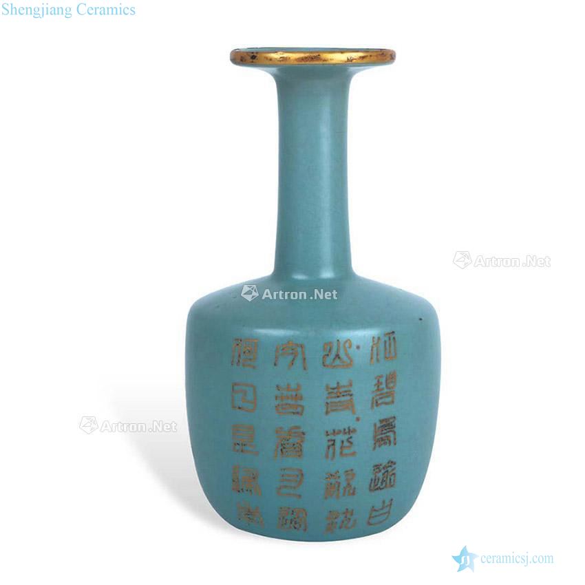 The song dynasty Your kiln azure glaze paper mallet bottle