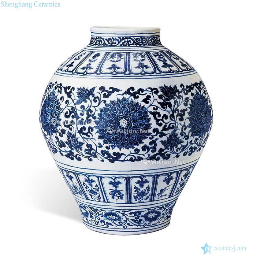 Ming xuande Blue and white lotus flower grain big pot