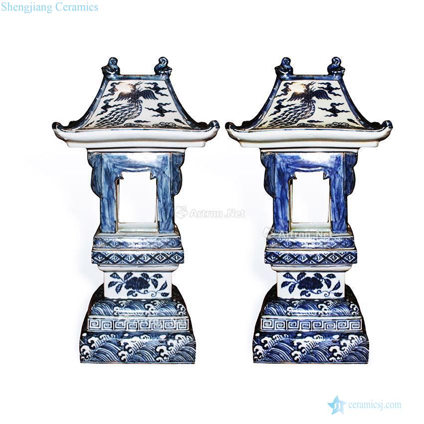 Jintong of late Blue sea grain tower lamps