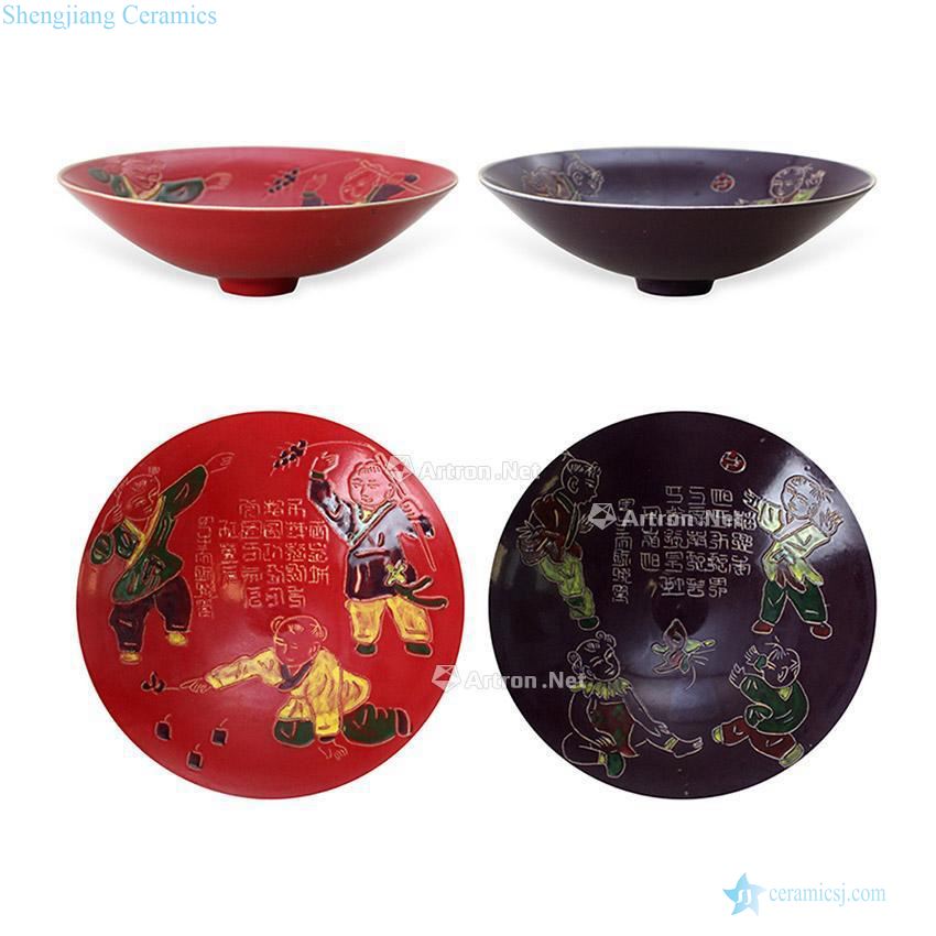 In the qing dynasty colorful YingXiWen hat to bowl