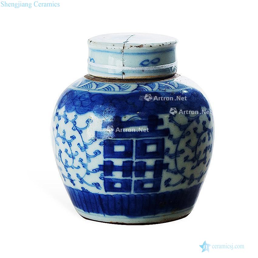 In the qing dynasty Blue and white tie up branch lines cover pot flowers