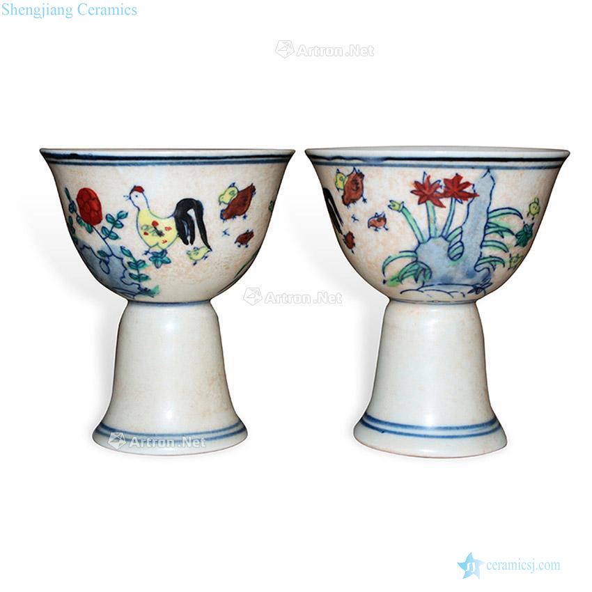 Ming chenghua year Bucket color footed cylinder cup chicken