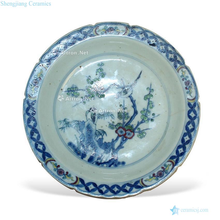 Qing yongzheng year Dou xi mei tip on the fold along the plate